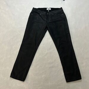 PAIGE Jimmy Jimmy Crop Black Coated Denim Boyfriend Jeans Size 27